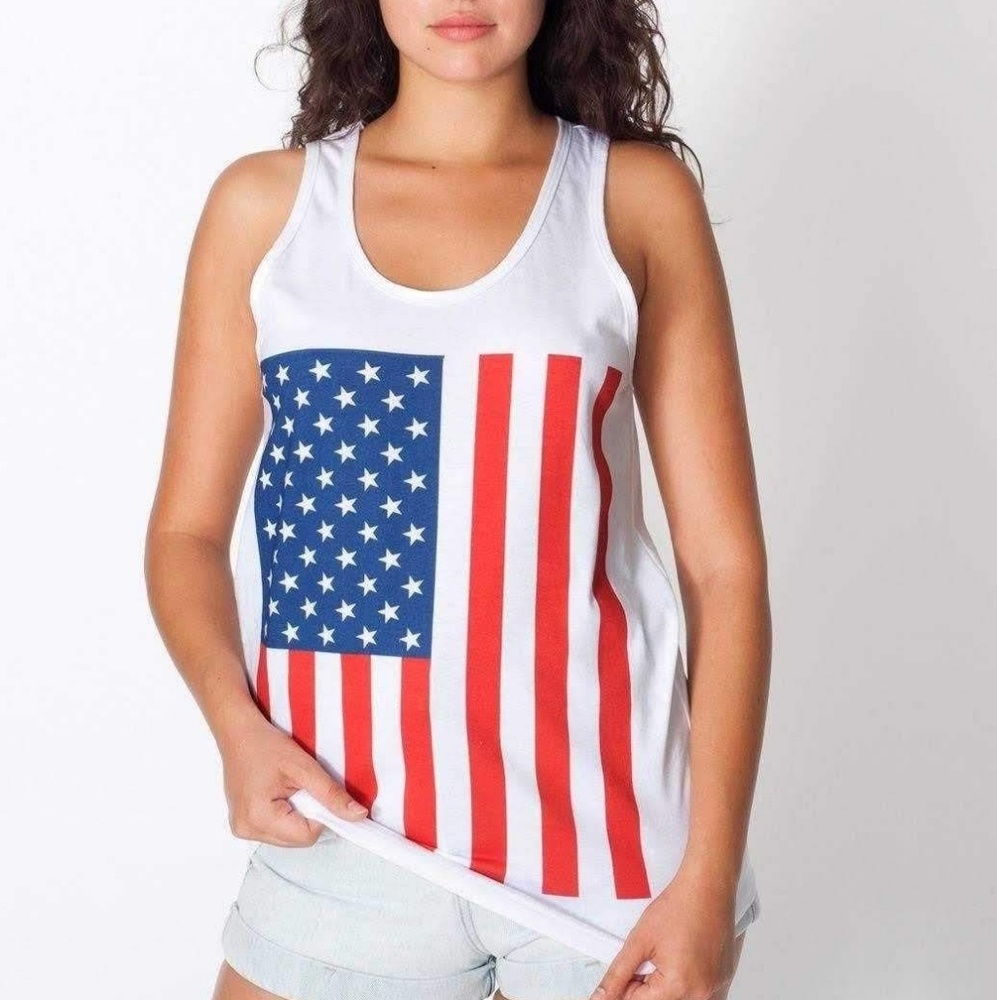American Apparel Patriotic Flag Graphic Tank Top